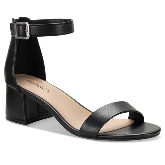 Style & Co Janiee Ankle-Strap Block Heel Sandals in Black EUC Size 8.5 - Picture 2 of 6